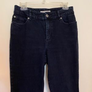 VGUC CHICOS Platinum Dark Blue Wash Charm Denim Jeans sz 1R Stretch Boot Cut